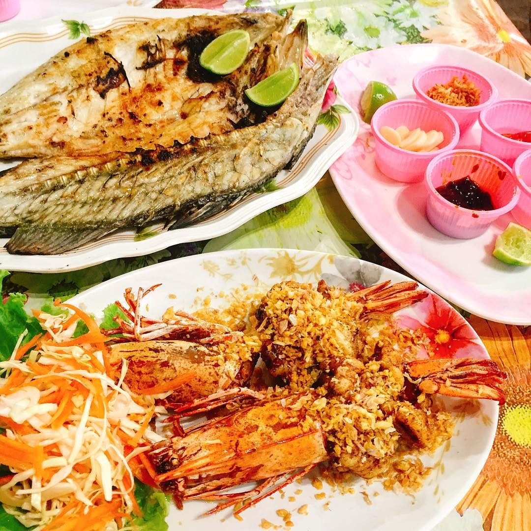 Grilled fish and garlic prawns from the Banzaan seafood market, a 3-minute walk from The Way Patong Hotel