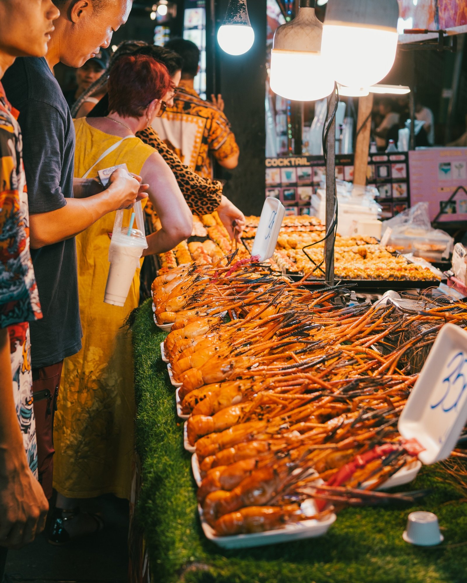 Grilled seafood skewers at Banzaan Night Market in Patong